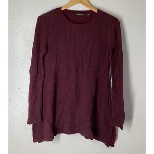 Jeanne Pierre Cable Knit Long Sleeve Burgundy Sweater Size Small